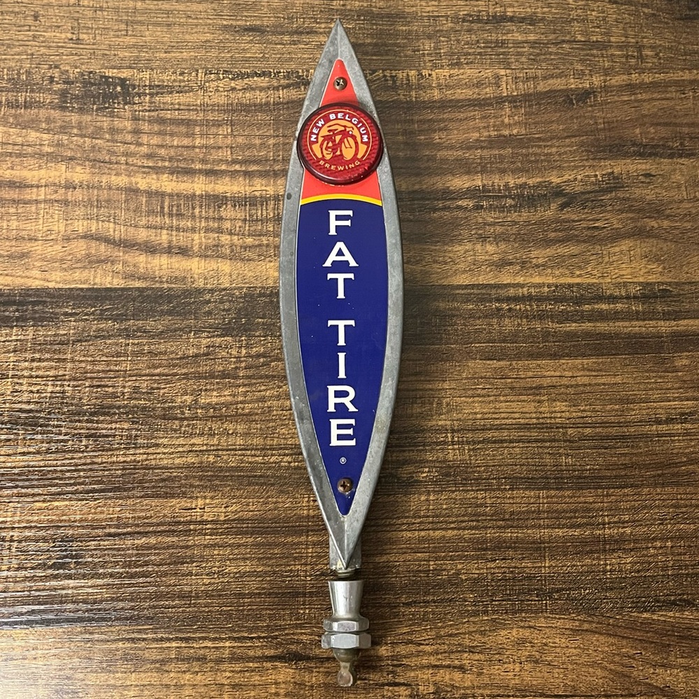 Vintage 11” New Belgium Brewing Fat Tire Ale Beer Tap Handle Man Cave